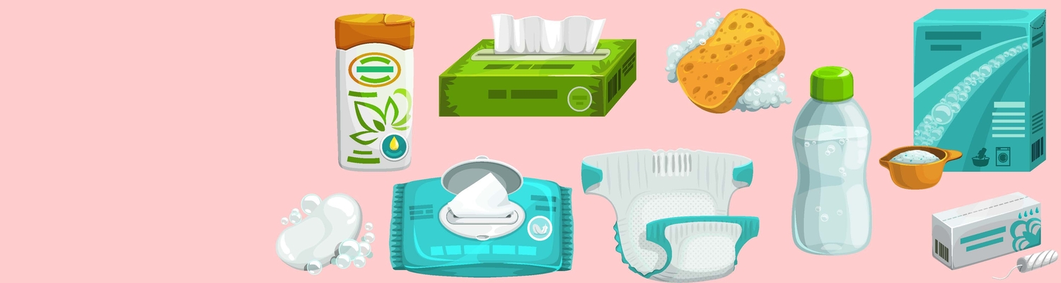 Range of personal hygiene product illustration
